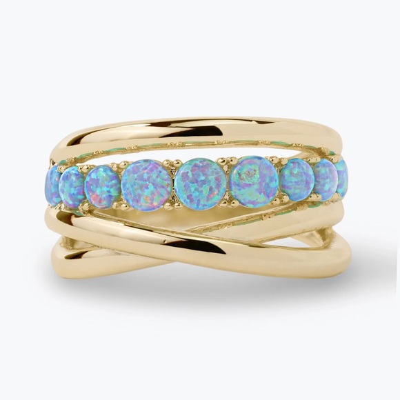 Melinda Maria Jewelry - Gold and Blue Opal Women's Ring